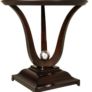 Приставной стол отделка шпон махагона C, декор серебряное напыление