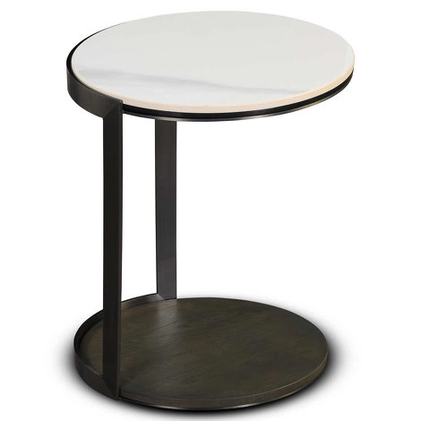 Приставной столик отделка искусственный камень 8, черный металл, темно-серый шпон дуба от FRATELLI BARRI, FB.ST.CPT.45