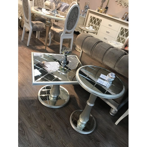 Приставной столик отделка сусальное серебро, покрытое лаком шампань, зеркало от FRATELLI BARRI, FB.ST.FL.100