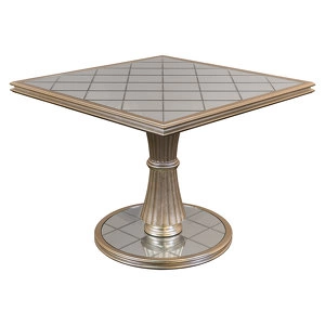 Приставной столик отделка сусальное серебро, покрытое лаком шампань, зеркало