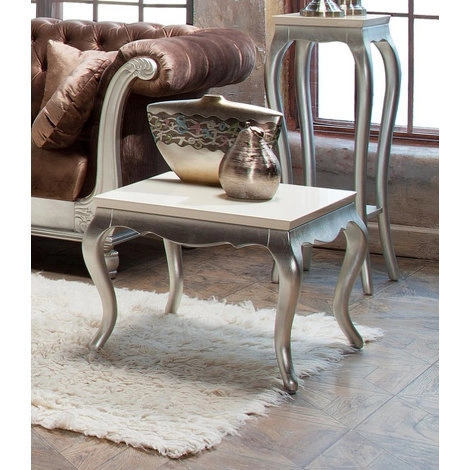 Приставной столик отделка перламутровый кремовый лак,серебряное напыление от FRATELLI BARRI, FB.ST.VZ.639