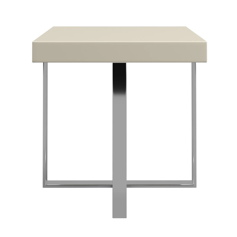 Приставной столик отделка глянцевый серо-бежевый лак, полированная сталь от MOD INTERIORS, MDI.ST.VC.20