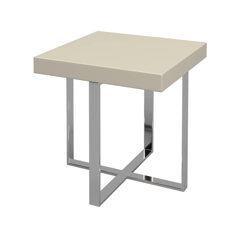 Приставной столик отделка глянцевый серо-бежевый лак, полированная сталь от MOD INTERIORS, MDI.ST.VC.20