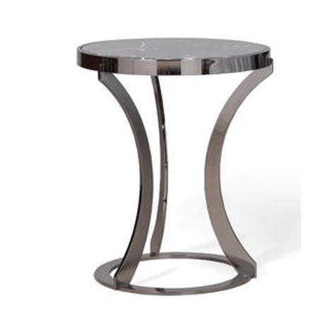 Приставной столик Hamptons отделка мрамор Laurent brown, цвет металла полированная сталь от FRATELLI BARRI, FB.ST.HS.29