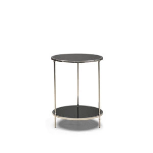 Приставной столик Lloyd отделка черное стекло, цвет металла латунь