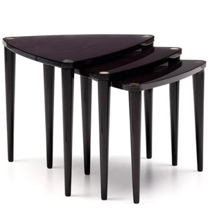 Приставной столик Lloyd (3 шт) отделка черный глянцевый ясень, цвет металла латунь