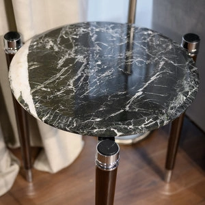 Приставной столик Madison отделка глянцевый орех 2018, цвет металла хром, топ мрамор Petroleum green