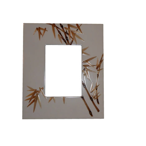Рамка для фотографий, белый лак, инкрустация бамбуком от GRAND SOLEIL, GS.PH.EX.800