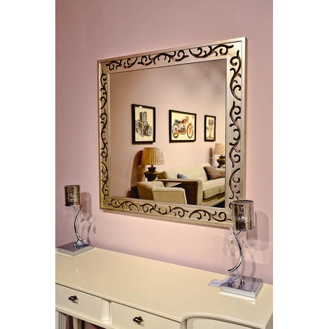 Зеркало отделка сусальное серебро, покрытое лаком шампань от FRATELLI BARRI, FB.MR.VR.5